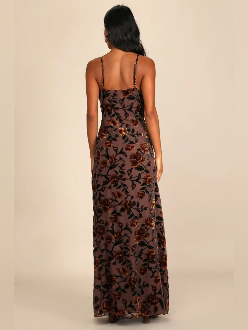 Lulus Romance in the Making Plum Purple Floral Print Velvet Maxi Dress Wedding - Picture 5 of 9